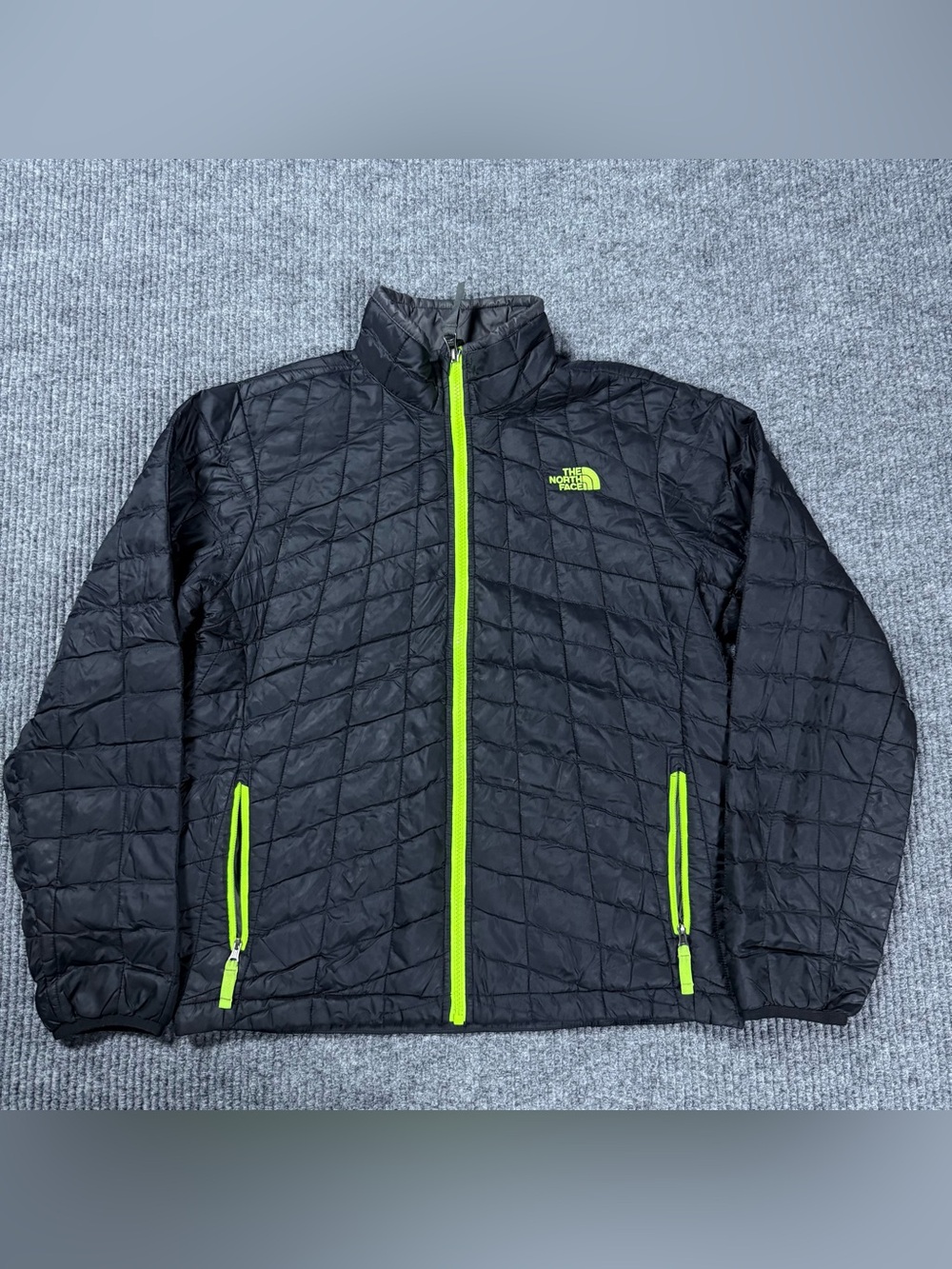 North Face Jacket Boys Large Black ThermoBall Puffer Full Zip Outdoor Insulated
